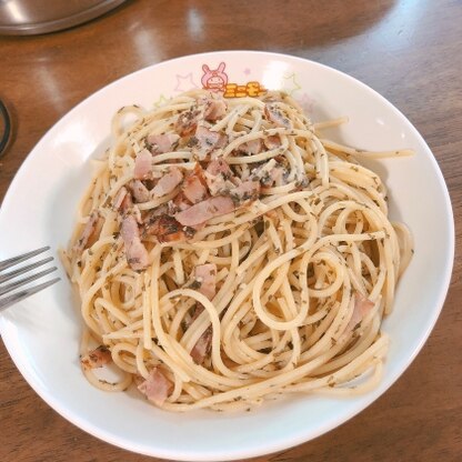 ベーコン追加、にんにくチューブで作りました。味も好みでとっても美味しかったです！また、作ります！